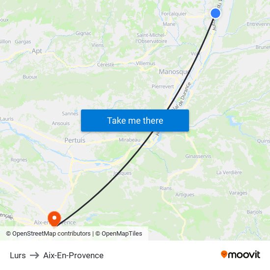 Lurs to Aix-En-Provence map