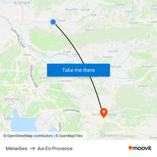 Ménerbes to Aix-En-Provence map