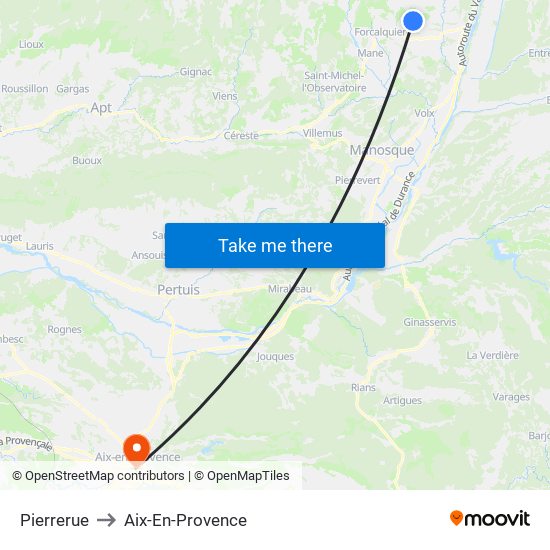 Pierrerue to Aix-En-Provence map
