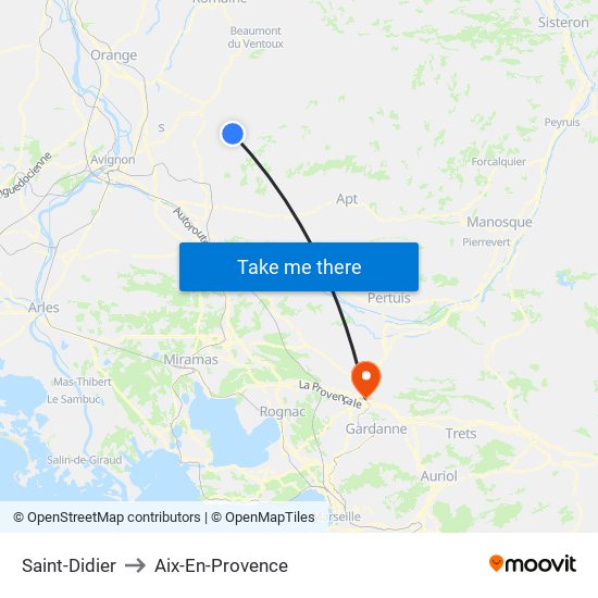 Saint-Didier to Aix-En-Provence map