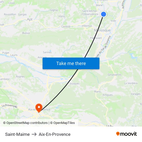 Saint-Maime to Aix-En-Provence map