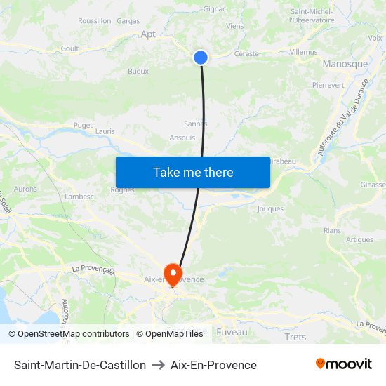 Saint-Martin-De-Castillon to Aix-En-Provence map