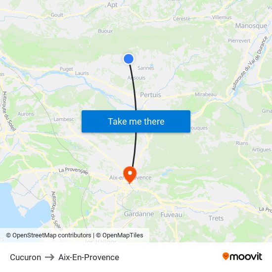 Cucuron to Aix-En-Provence map