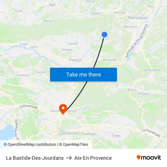 La Bastide-Des-Jourdans to Aix-En-Provence map