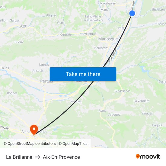 La Brillanne to Aix-En-Provence map