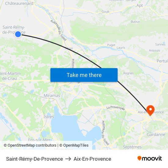 Saint-Rémy-De-Provence to Aix-En-Provence map