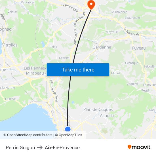 Perrin Guigou to Aix-En-Provence map