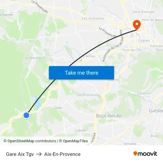 Gare Aix Tgv to Aix-En-Provence map
