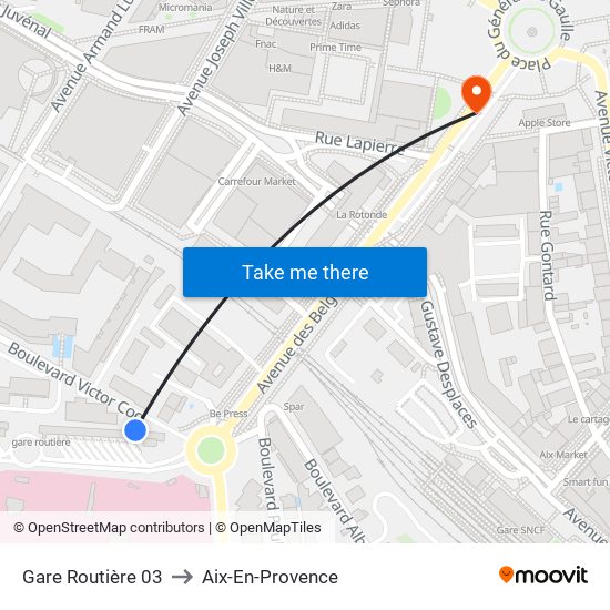 Gare Routière 03 to Aix-En-Provence map