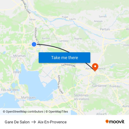 Gare De Salon to Aix-En-Provence map