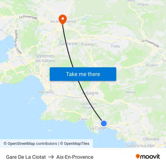 Gare De La Ciotat to Aix-En-Provence map