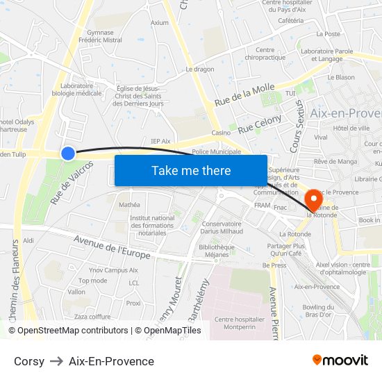 Corsy to Aix-En-Provence map