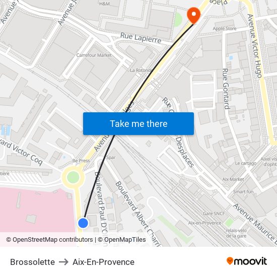 Brossolette to Aix-En-Provence map