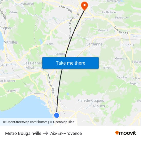 Métro Bougainville to Aix-En-Provence map
