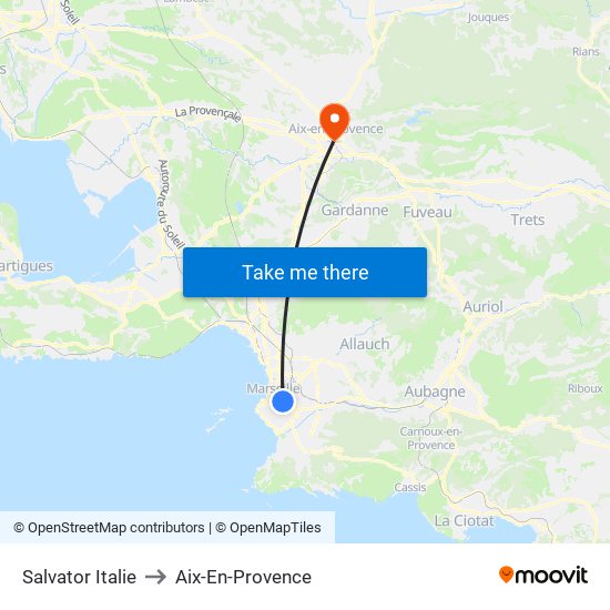 Salvator Italie to Aix-En-Provence map