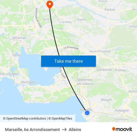 Marseille, 6e Arrondissement to Alleins map
