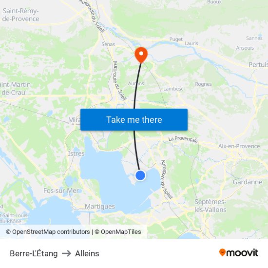 Berre-L'Étang to Alleins map