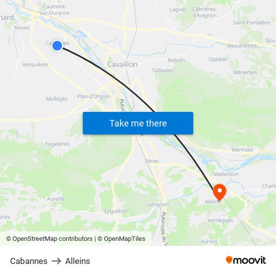 Cabannes to Alleins map
