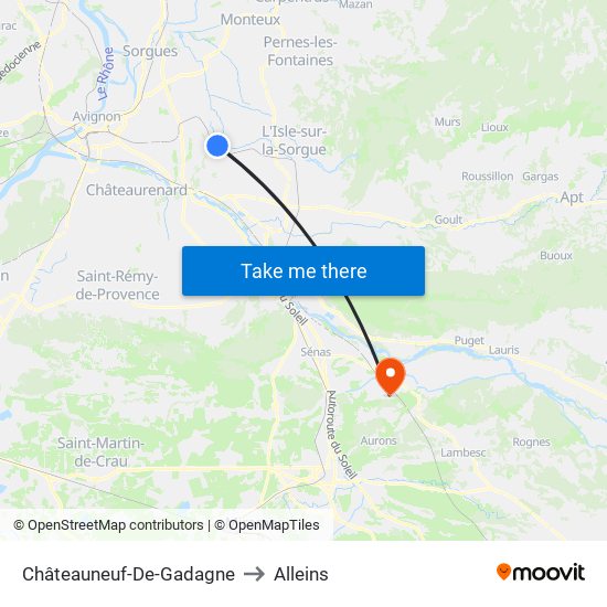 Châteauneuf-De-Gadagne to Alleins map