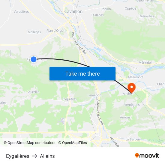Eygalières to Alleins map