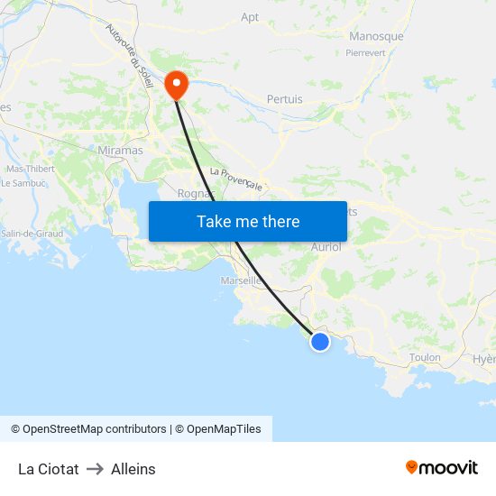 La Ciotat to Alleins map