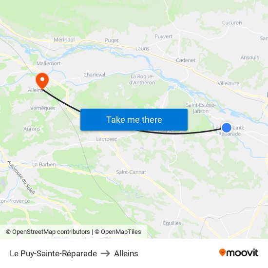 Le Puy-Sainte-Réparade to Alleins map