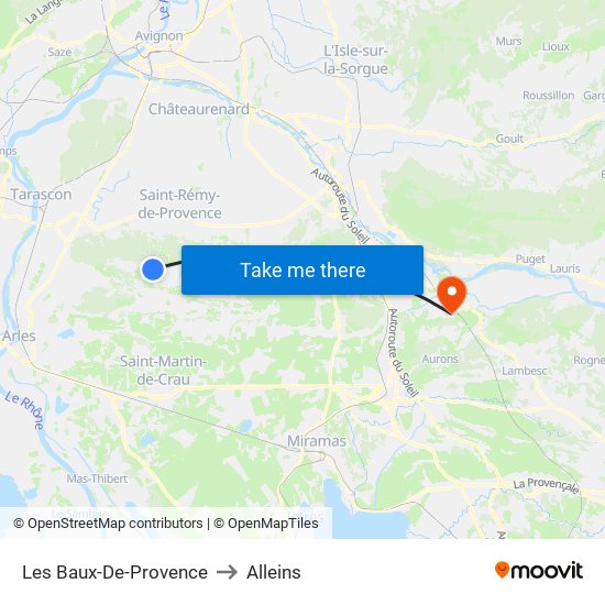 Les Baux-De-Provence to Alleins map