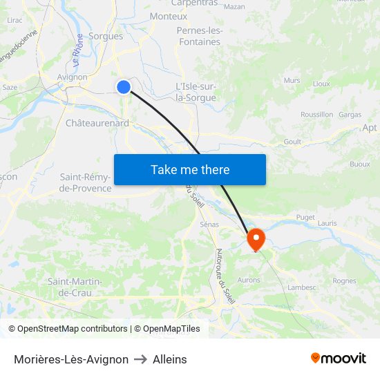 Morières-Lès-Avignon to Alleins map