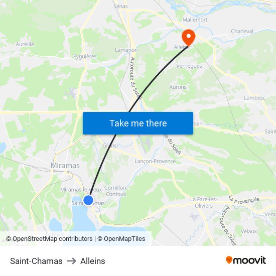 Saint-Chamas to Alleins map