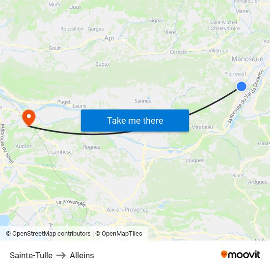 Sainte-Tulle to Alleins map
