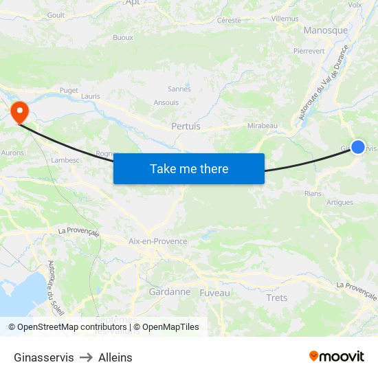 Ginasservis to Alleins map