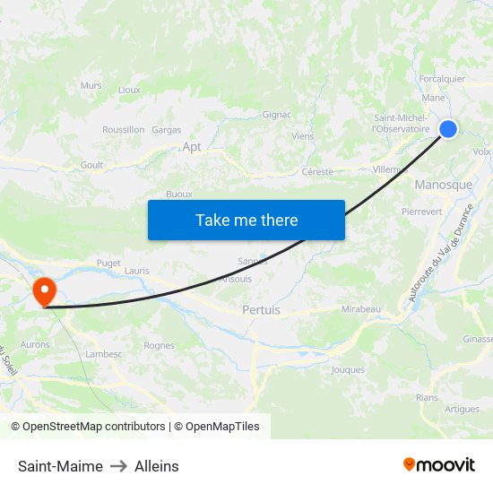 Saint-Maime to Alleins map