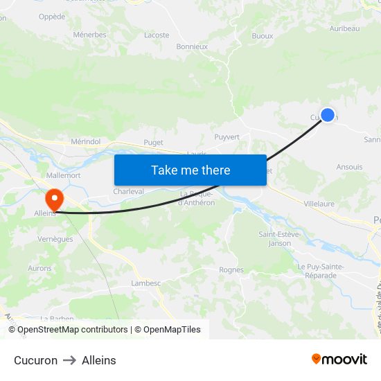 Cucuron to Alleins map