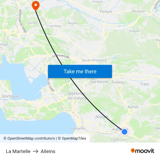 La Martelle to Alleins map