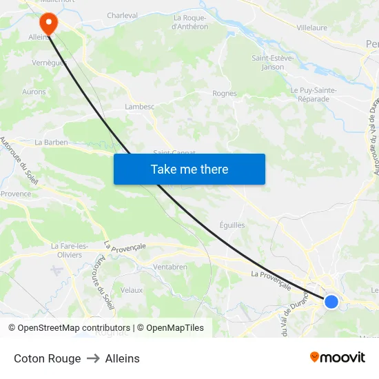 Coton Rouge to Alleins map
