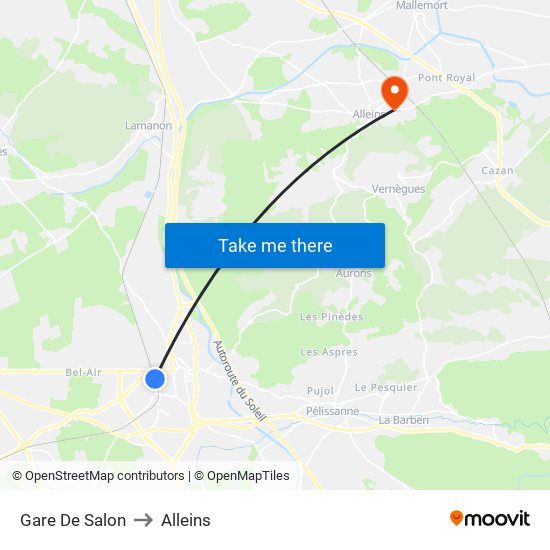 Gare De Salon to Alleins map