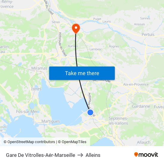 Gare De Vitrolles-Aér-Marseille to Alleins map