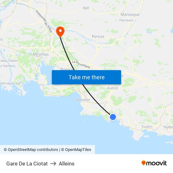 Gare De La Ciotat to Alleins map