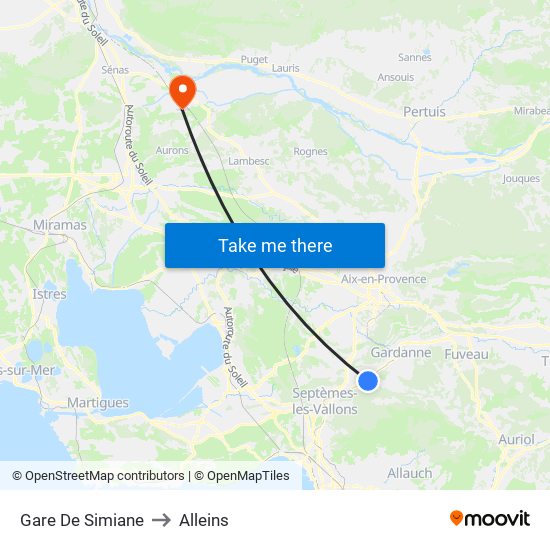Gare De Simiane to Alleins map
