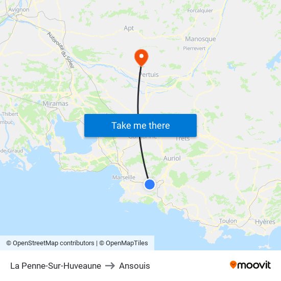 La Penne-Sur-Huveaune to Ansouis map