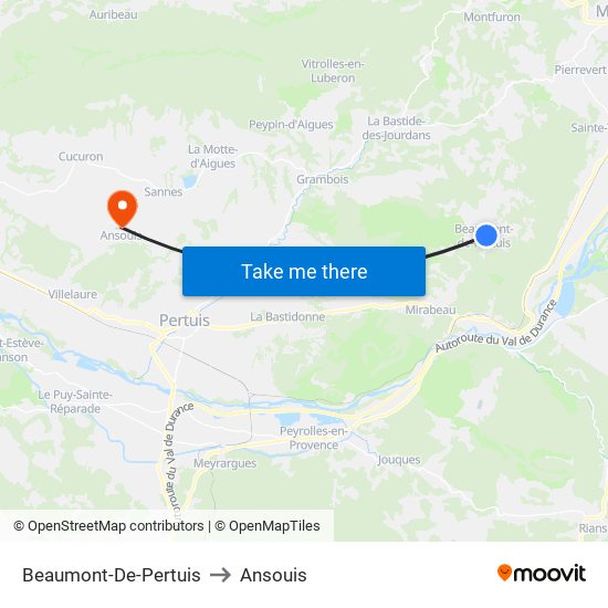 Beaumont-De-Pertuis to Ansouis map