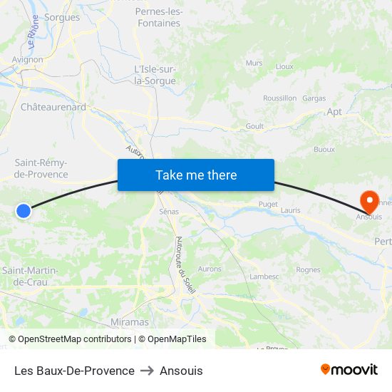 Les Baux-De-Provence to Ansouis map