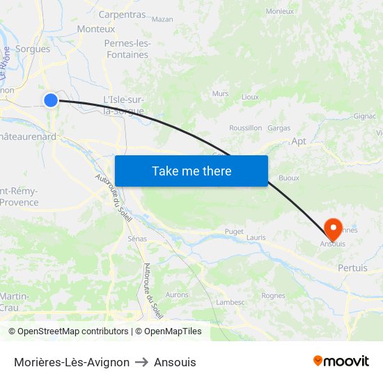 Morières-Lès-Avignon to Ansouis map