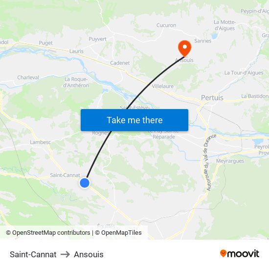 Saint-Cannat to Ansouis map