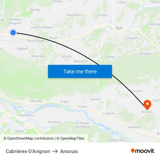 Cabrières-D'Avignon to Ansouis map
