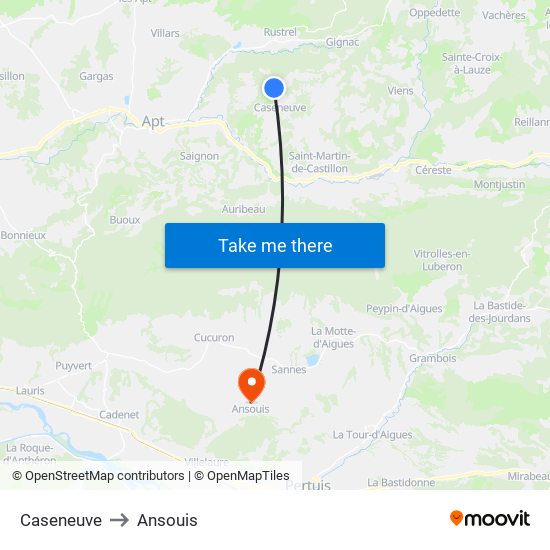 Caseneuve to Ansouis map