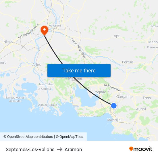Septèmes-Les-Vallons to Aramon map