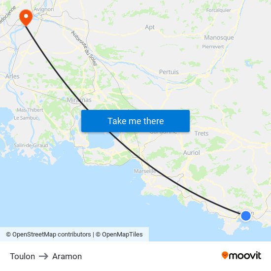 Toulon to Aramon map