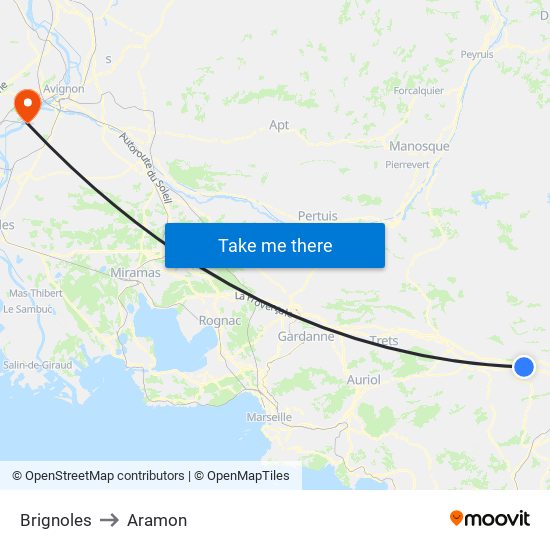 Brignoles to Aramon map