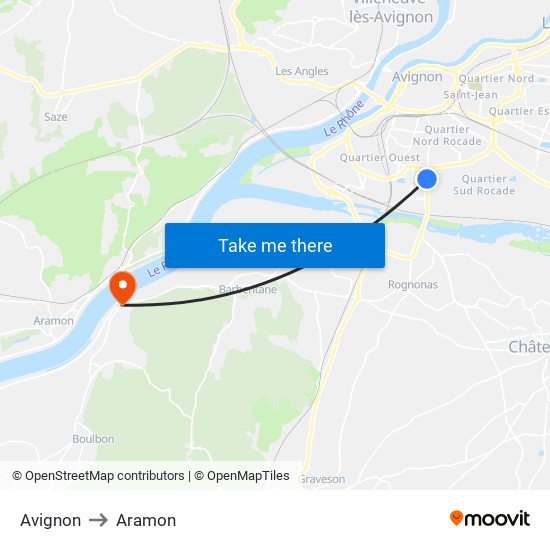 Avignon to Aramon map